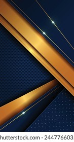 luxury lines blue and gold Smartphone Wallpaper background, elements, perfect marketing materials, Modern banners websites, premium Illustration, Vertical Poster Size.