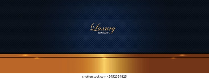 Las líneas de lujo bordean el oro en el fondo azul, Elementos, materiales de marketing perfectos, Sitios web de Anuncios modernos, ilustración premium.