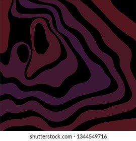 Luxury lines of nature. Dark background. Wavy pattern of red shades. Zigzag lines of red and black colors. Volume illusion
