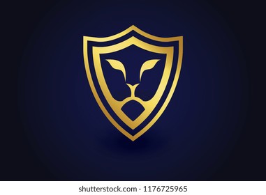 luxury lion head security logo template