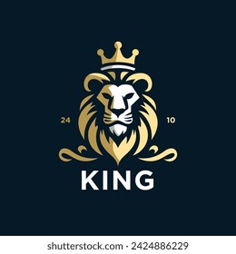 Luxury lion king logo design vector template