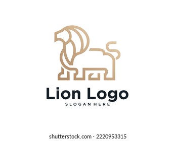 luxury lion line logo design