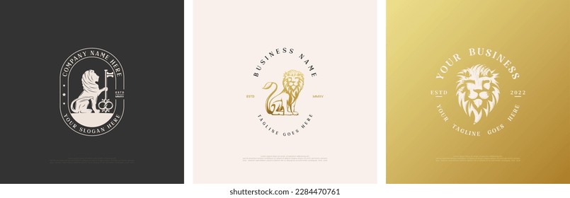 The luxury lion logo with a shiny and elegant gold color. Premium design with luxury and elegant concepts.