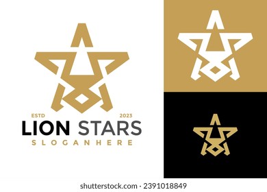 Ilustración del símbolo del vector de diseño del logotipo de León de Lujo