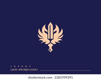 Luxury Lion Sword Logo Design