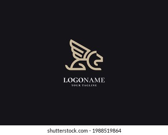 Luxury Lion wing logo design template