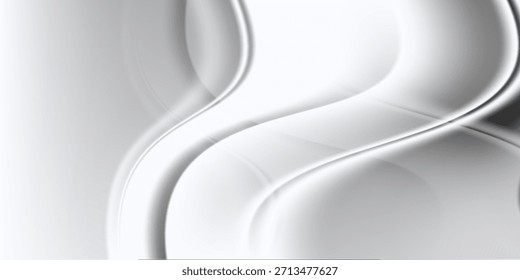 Textura de plata líquida de lujo con ondas fluidas suaves. Gradiente metálico en superficie curva ondulada. Material reflectante brillante de mercurio o cromo. Eps 10
