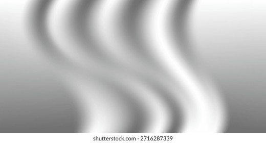 Textura de plata líquida de lujo con ondas fluidas suaves. Gradiente metálico en superficie curva ondulada. Material reflectante brillante de mercurio o cromo. Material de plata