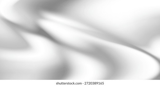 Textura de plata líquida de lujo con ondas fluidas suaves. Gradiente metálico en superficie curva ondulada. Material reflectante brillante de mercurio o cromo. Material de plata
