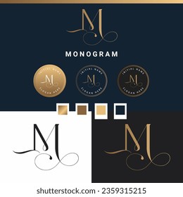 Luxury LM or ML Initial Monogram Text Letter Logo Design