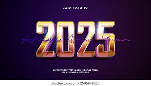 Luxury logo 2025 happy new year celebration with gold effect design. Collection vector design number 2025 celebration