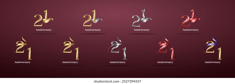 Luxury Logo 21th, 21th Elegant years happy anniversary, Creative design template for celebration, birthday, greeting and invitation. Gold color