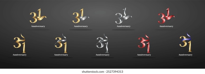 Luxury Logo 31th, 31th Elegant years happy anniversary, Creative design template for celebration, birthday, greeting and invitation. Gold color