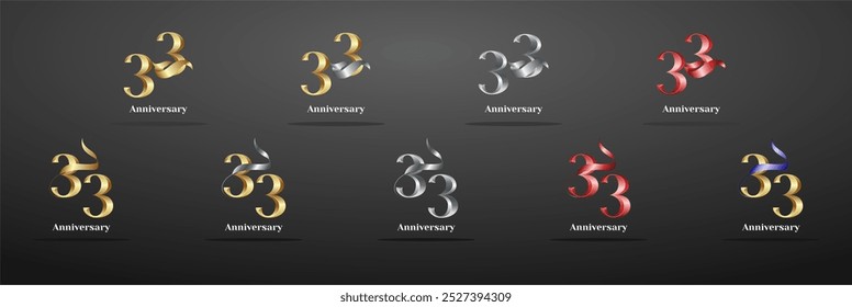 Luxury Logo 33th, 33th Elegant years happy anniversary, Creative design template for celebration, birthday, greeting and invitation. Gold color