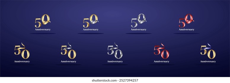 Luxury Logo 50th, 50th Elegant years happy anniversary, Creative design template for celebration, birthday, greeting and invitation. Gold color