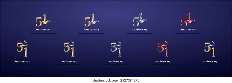 Luxury Logo 51th, 51th Elegant years happy anniversary, Creative design template for celebration, birthday, greeting and invitation. Gold color