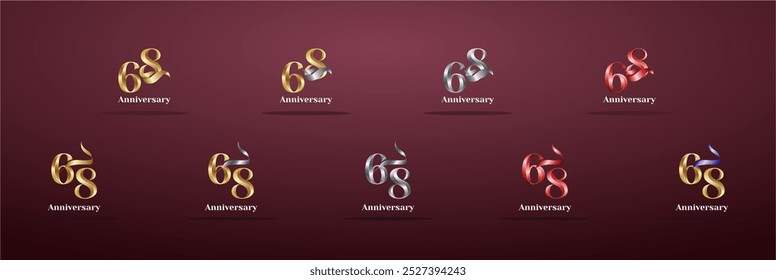 Luxury Logo 68th, 68th Elegant years happy anniversary, Creative design template for celebration, birthday, greeting and invitation. Gold color