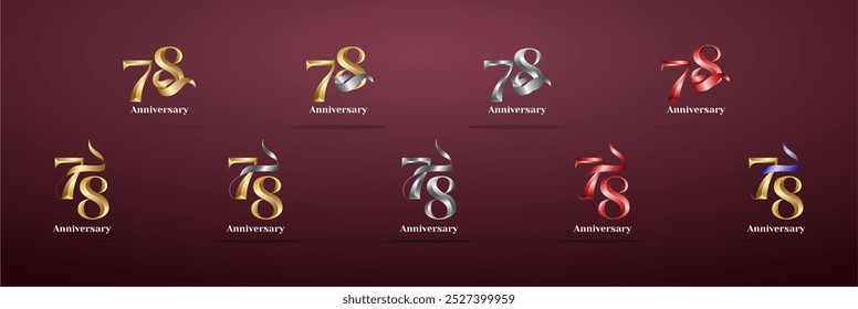 Luxury Logo 78th, 78th Elegant years happy anniversary, Creative design template for celebration, birthday, greeting and invitation. Gold color