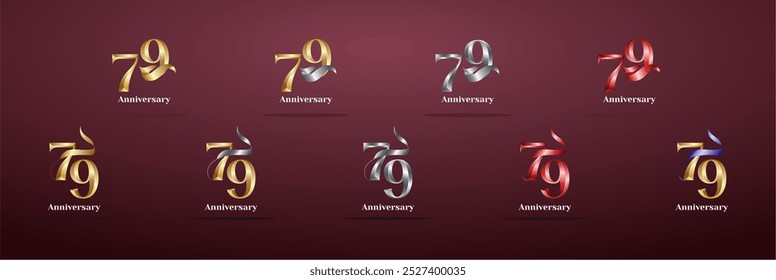 Luxury Logo 79th, 79th Elegant years happy anniversary, Creative design template for celebration, birthday, greeting and invitation. Gold color