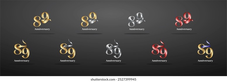 Luxury Logo 89th, 89th Elegant years happy anniversary, Creative design template for celebration, birthday, greeting and invitation. Gold color