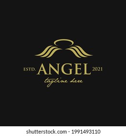 luxury logo with angel abstract illustration. Suitable for use in beauty, jewelry, salon, or women's community.