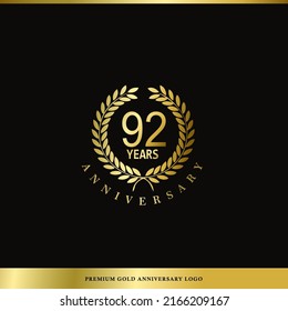 Luxury Logo Anniversary 92 Years Used for hotel, Spa, Restaurant, VIP, Fashion and Premium brand identity.