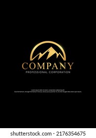 Luxury logo for business lawyer with golden mountain icon