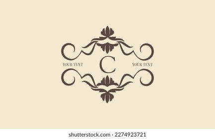 Luxury logo C. Business sign, identity for restaurant, royalty, cafe, heraldry, jewelry, fashion and other vector illustrations perfect for boutique, hotel, wedding and other elegant business.