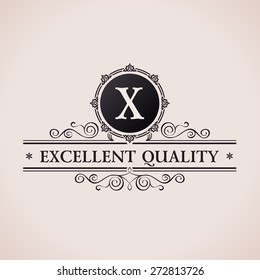 Luxury logo. Calligraphic pattern elegant decor elements. Vintage vector ornament X