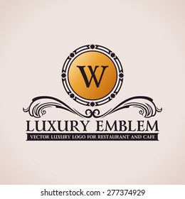 Luxury logo. Calligraphic pattern elegant decor elements. Vintage vector ornament W
