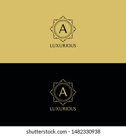 Luxury Logo Circle Frame With Gold And Black Color