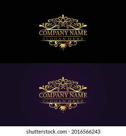 Luxury logo collection, Design for Boutique hotel, Resort, Restaurant, Fashion brand identity. emblem design on black background. Vector illustration