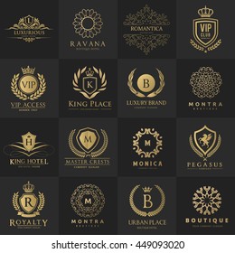 Premium Vector  Luxury logo. crests logo. logo design for hotel ,resort,  restaurant, real estate ,spa, fashion brand identity
