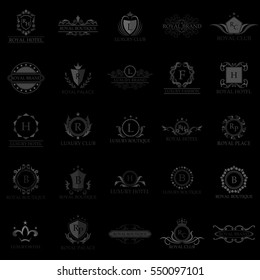 Luxury logo collection,Design for Boutique hotel,Resort,Restaurant, Royalty, Victorian identity, Hotel, Heraldic, Fashion,VIP,Club,education logo Full vector logo template. Vector Illustration