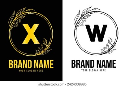 Luxury Logo With Company name in a circle. Logos for   fashion, flower, beauty, health business.  Latter x w . 