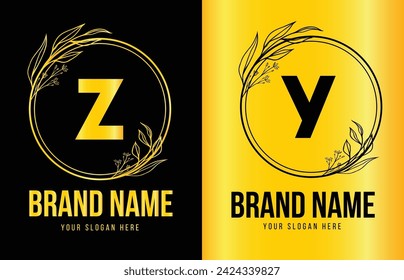 Luxury Logo . Company name in a circle. Logos for   fashion, flower, beauty business With Latter z y .