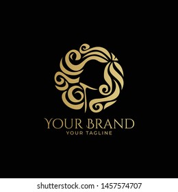 Luxury Logo Of Curly Hair In Gold