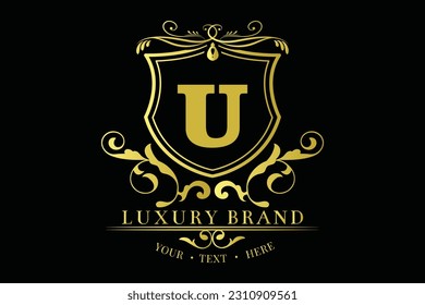 Luxury logo design collection. golden emblems with letter initial U decorative for branding logo corporate identity and wedding monogram design.
