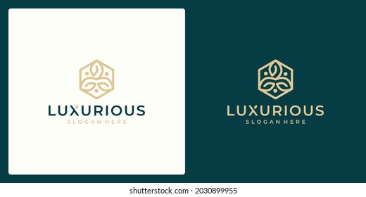 Luxury logo design concept, Flower lotus logo, Beauty or spa logo template
