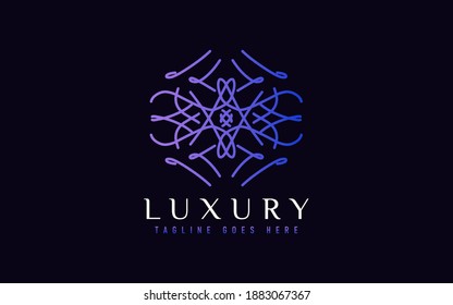 Luxury Logo Design. Elegant Symbol with Geometric Modern Lines Combination. Usable For Business, Community, Foundation, Services, Company. Vector Logo Design Illustration.