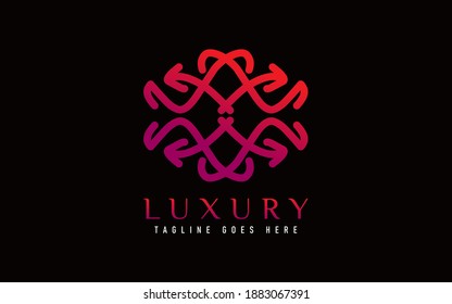 Luxury Logo Design. Elegant Symbol with Geometric Modern Lines Combination. Usable For Business, Community, Foundation, Services, Company. Vector Logo Design Illustration.