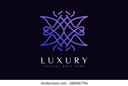Luxury Logo Design. Elegant Symbol with Geometric Modern Lines Combination. Usable For Business, Community, Foundation, Services, Company. Vector Logo Design Illustration.
