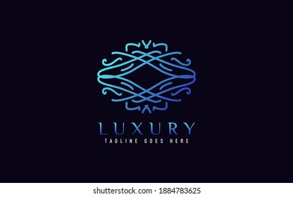 Luxury Logo Design. Elegant Symbol with Geometric Modern Lines Combination. Usable For Business, Community, Foundation, Services, Company. Vector Logo Design Illustration.