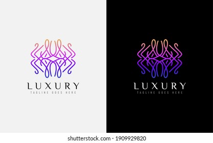 Luxury Logo Design. Elegant Symbol with Geometric Modern Lines Combination. Usable For Business, Community, Foundation, Services, Company. Vector Logo Design Illustration.