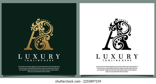 diseño de logotipo de lujo con letra inicial A