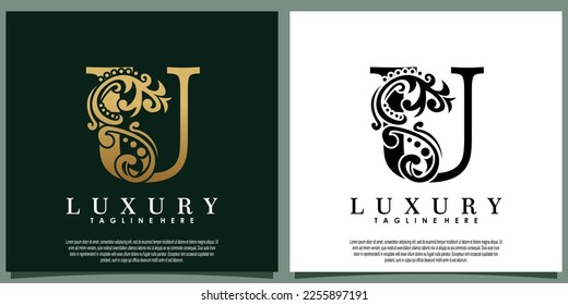 diseño de logotipo de lujo con letra inicial U