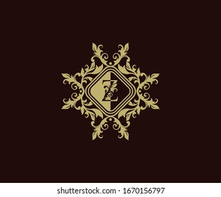 Luxury logo design with initial Z. Elegant flourishes Z Letter. Border carved frame logo template. Vintage vector element.