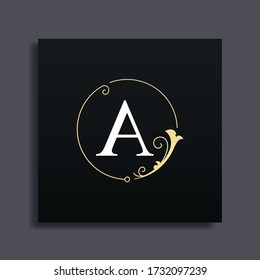 Luxury Logo Design with monogram letter A ,golden color, luxury flourish decorative style, vector illustration.