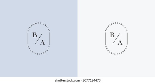 luxury logo design natural branding identity with initial letter B A