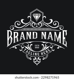 luxury logo design with ornamental decorative elements for cafe, hotel, jewelry, beauty, salon and others.